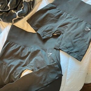 Gymshark Olive Seamless Leggings and Shorts